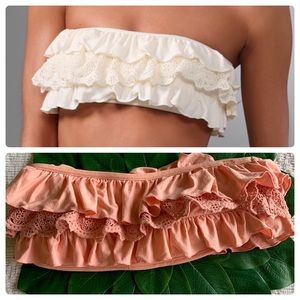 Juicy couture Lacy Layer Bandeau bikini top M pink